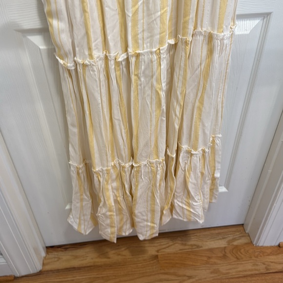 Yellow and White Striped Summer Dress with V neck - Picture 4 of 5